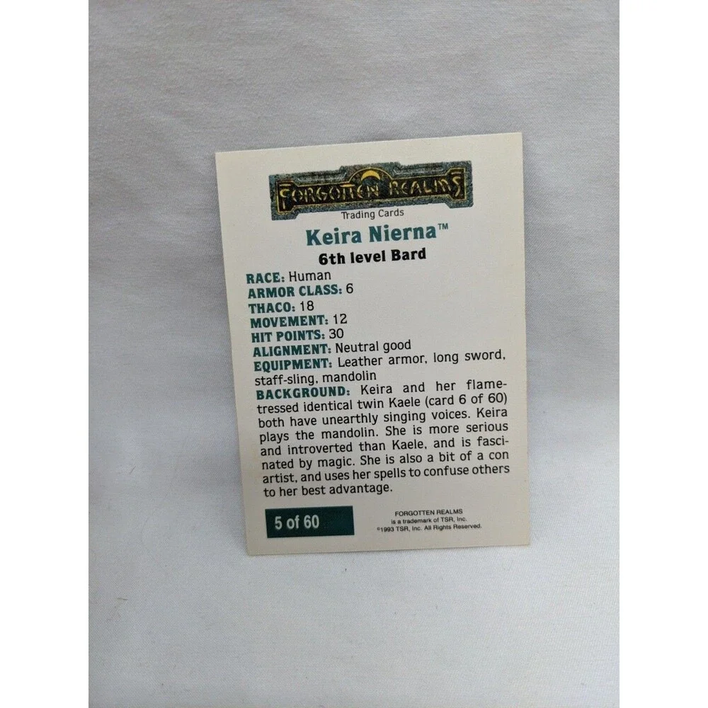 Lot Of (7) TSR 1993 Series Rare Set Forgotten Realms Gold Border Trading Cards
